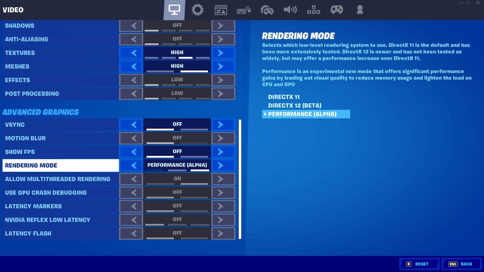 Fortnite Rendering Mode