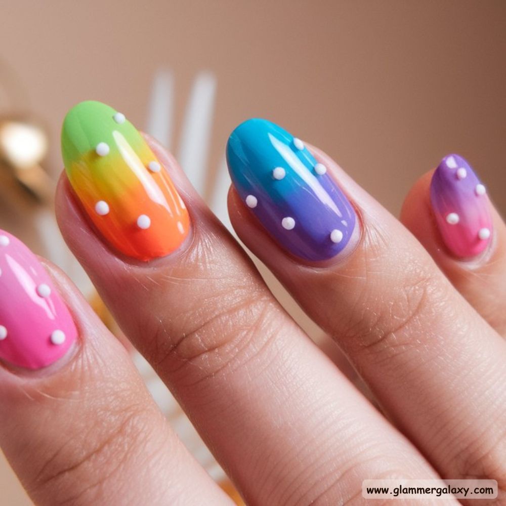 Birthday Nail Designs having Rainbow Jelly Nails
