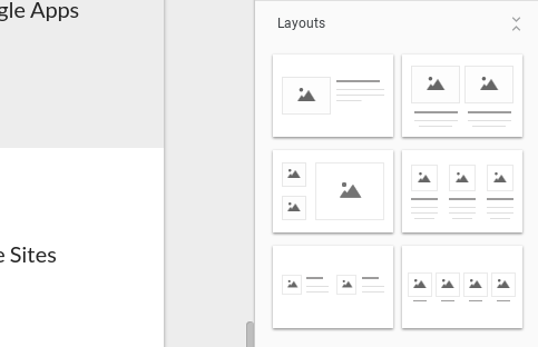 Sections de mise en page dans les nouveaux sites Google
