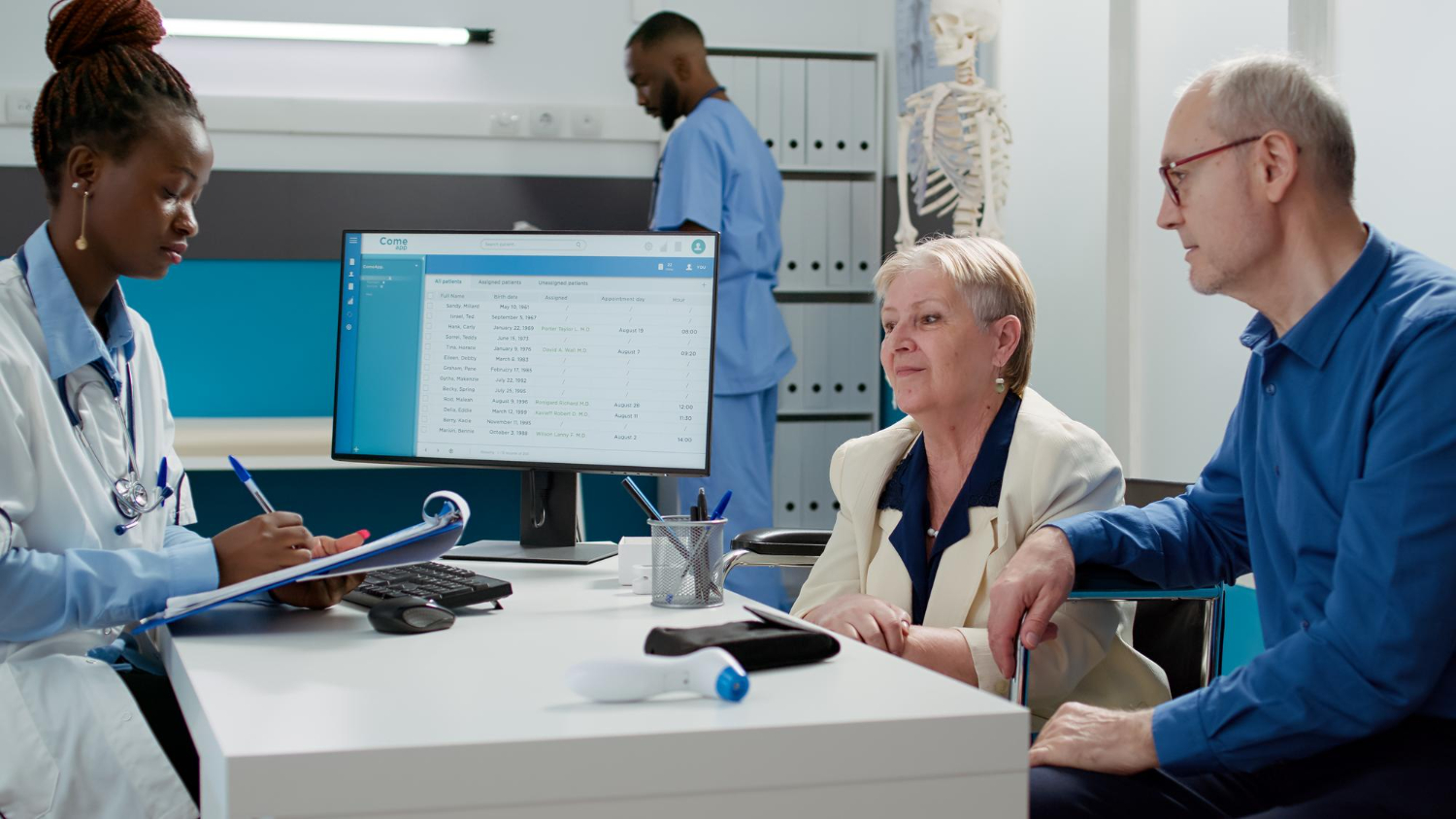 Doctor and patients in a clinic