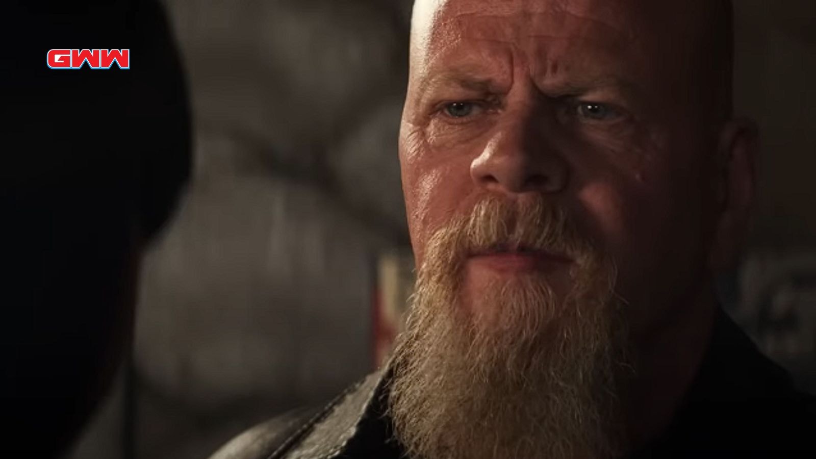 Michael Cudlitz as Lex Luthor in a serious scene in Superman and Lois