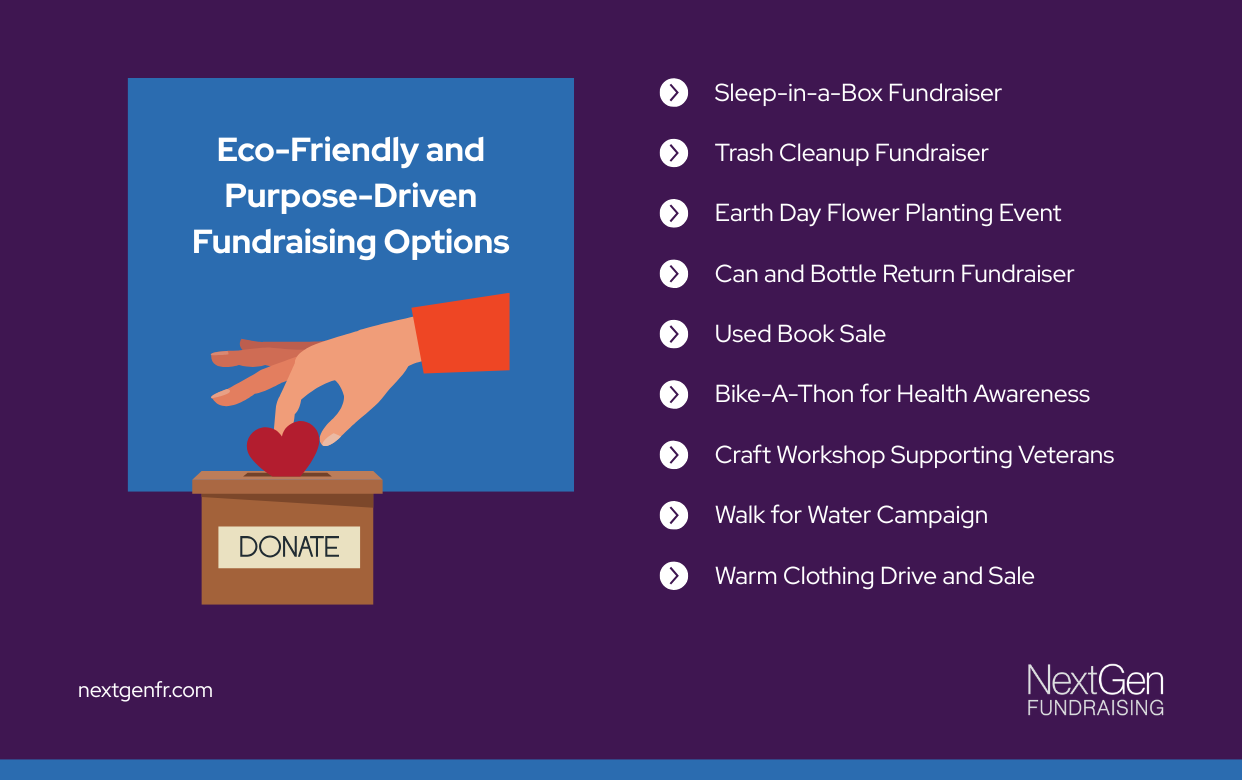 Eco-friendly fundraising ideas infographic