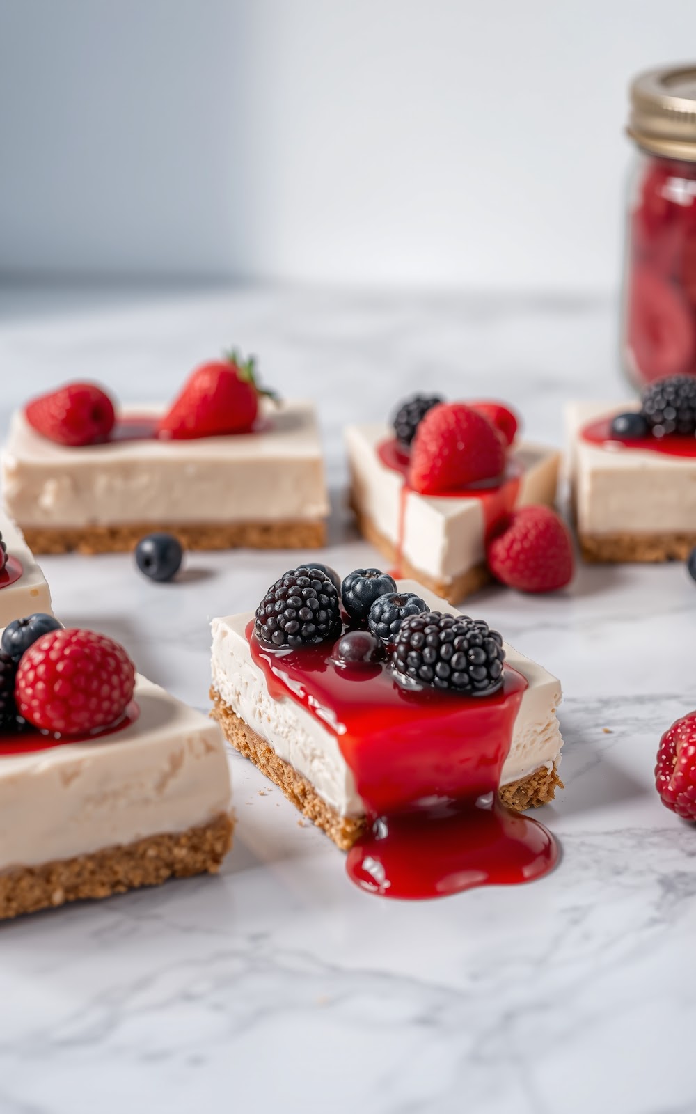 No-Bake Cheesecake Bars With Toppings