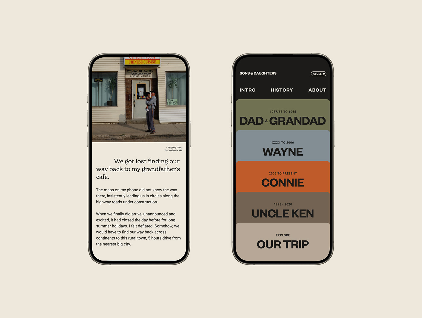 Image from the Sons & Daughters: A Web Design that Eats Up History article on Abduzeedo