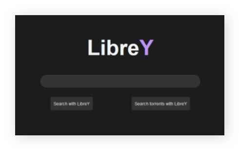 The homepage of the LibreY dark web search engine.