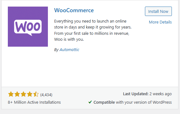 a screenshot of woocommerce