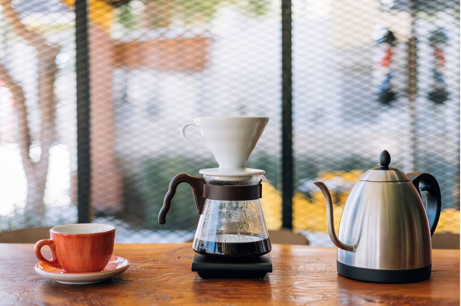 A Gooseneck Kettle and V60 coffee