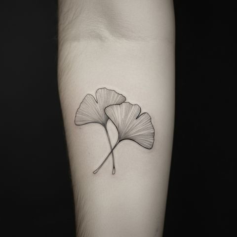 Minimalist Ginkgo Leaf Tattoo