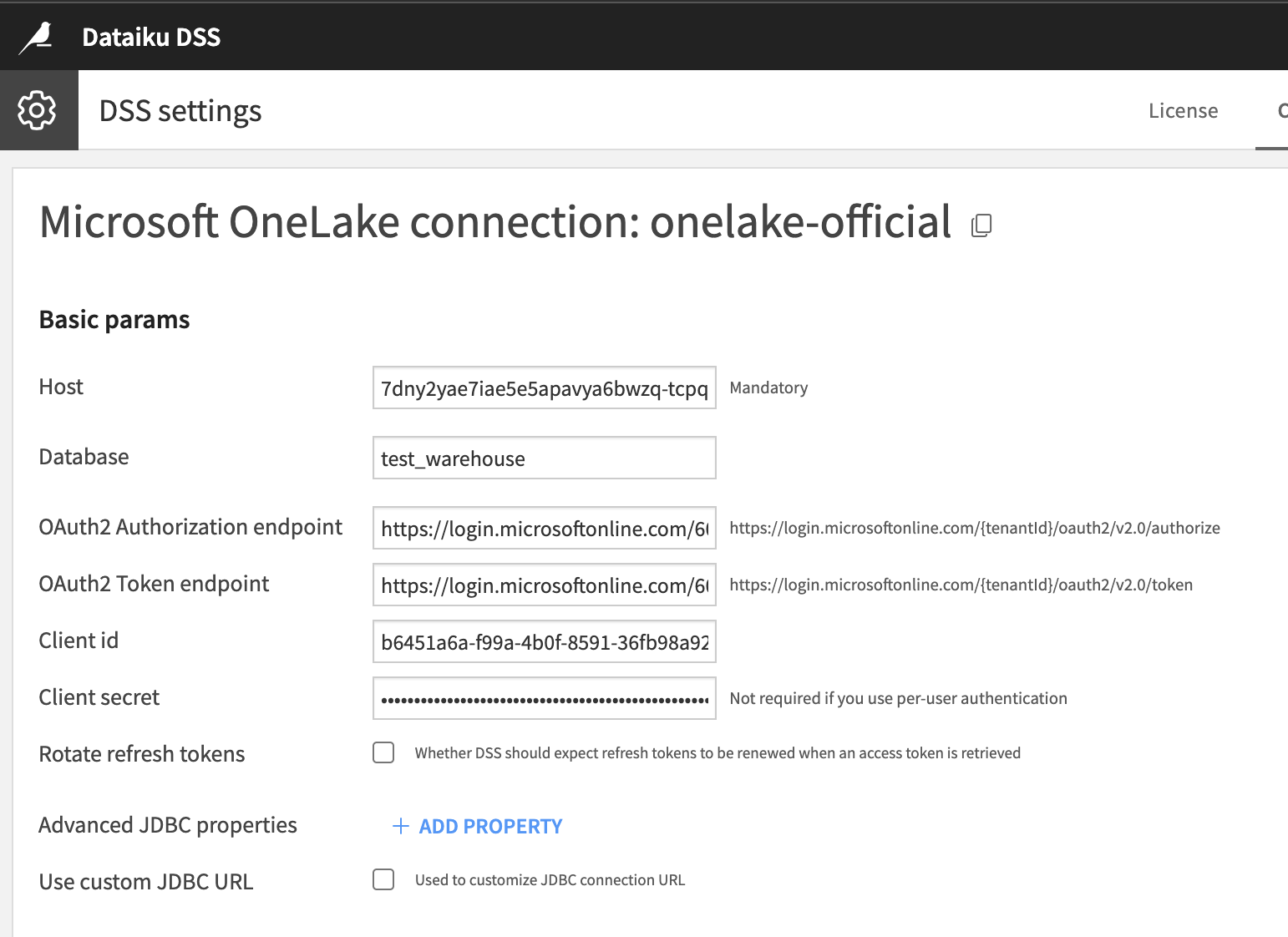 Microsoft onelake connection