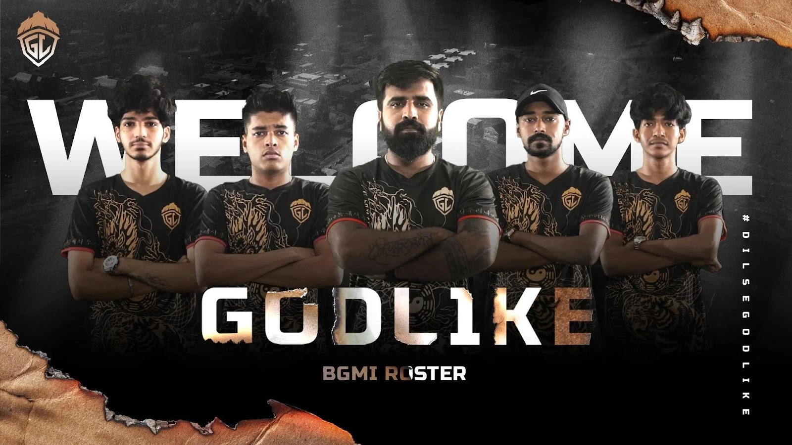 a picture of GodLike Esports team members. 
