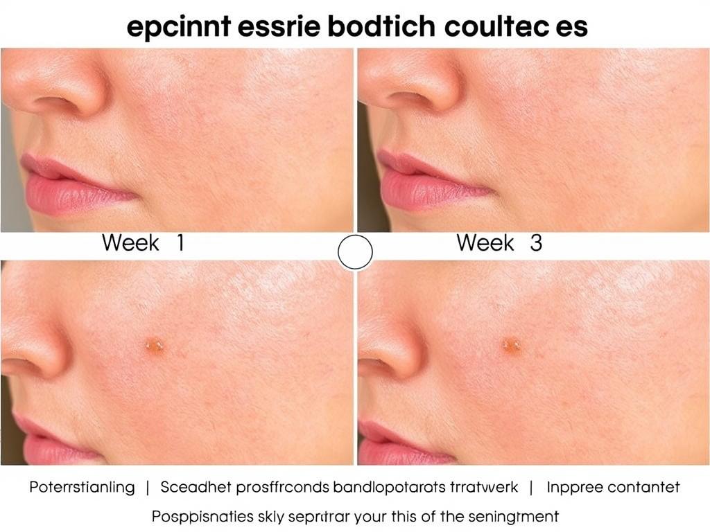 Weekly progress photos showing gradual improvement with sandalwood treatment
