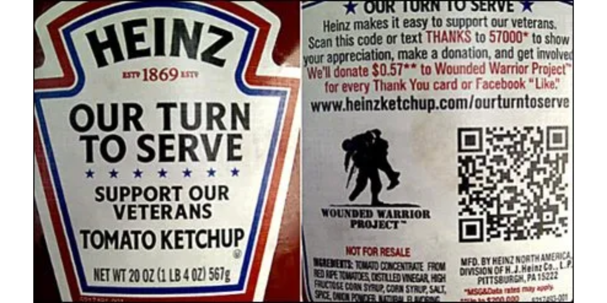 Heinz QR Code on their ketchup bottle.