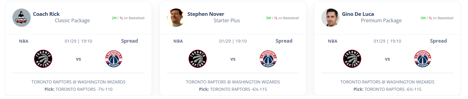 Betting picks for Raptors vs. Wizards; all three analysts back Toronto against the spread.