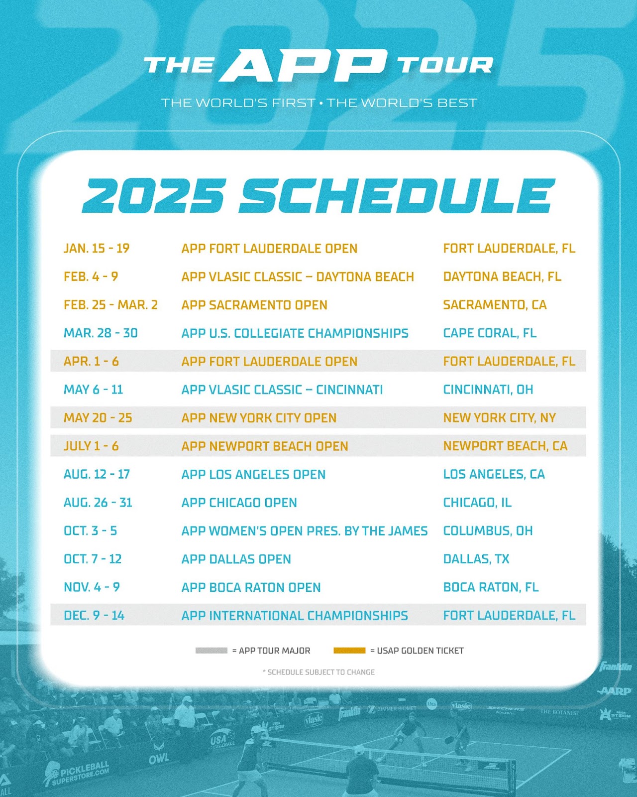 The APP Tour Announces 2025 Schedule | APP Tour