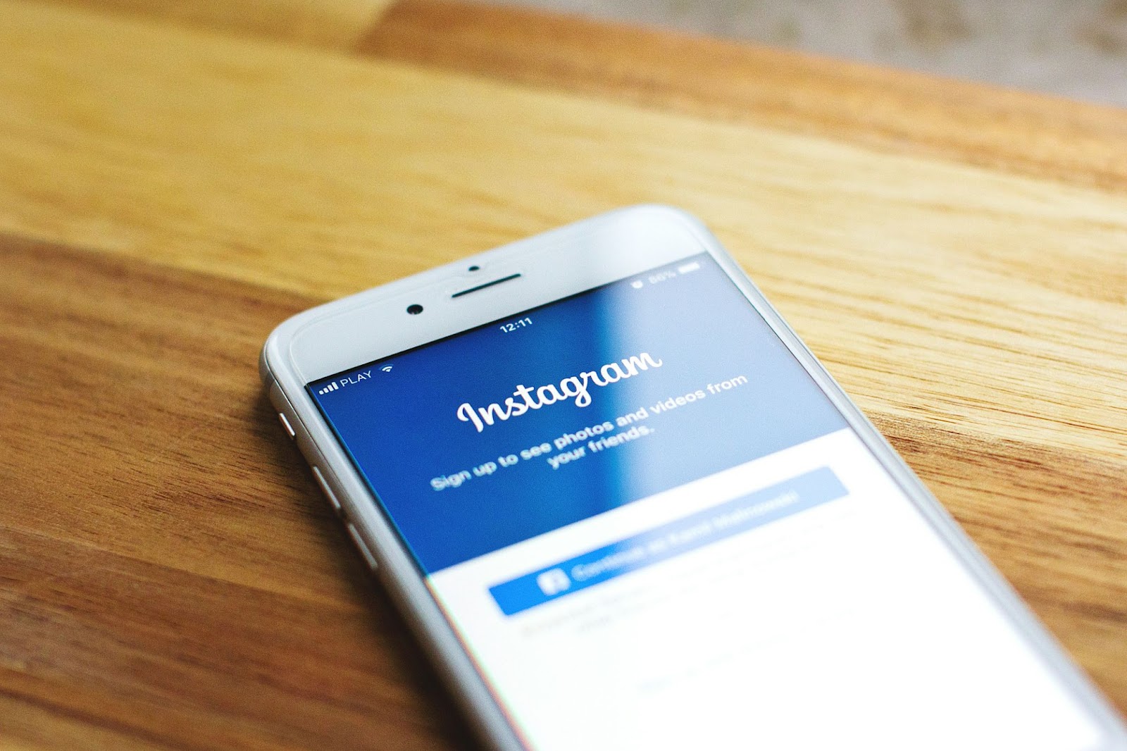 Phone screen showing the Instagram sign-in page