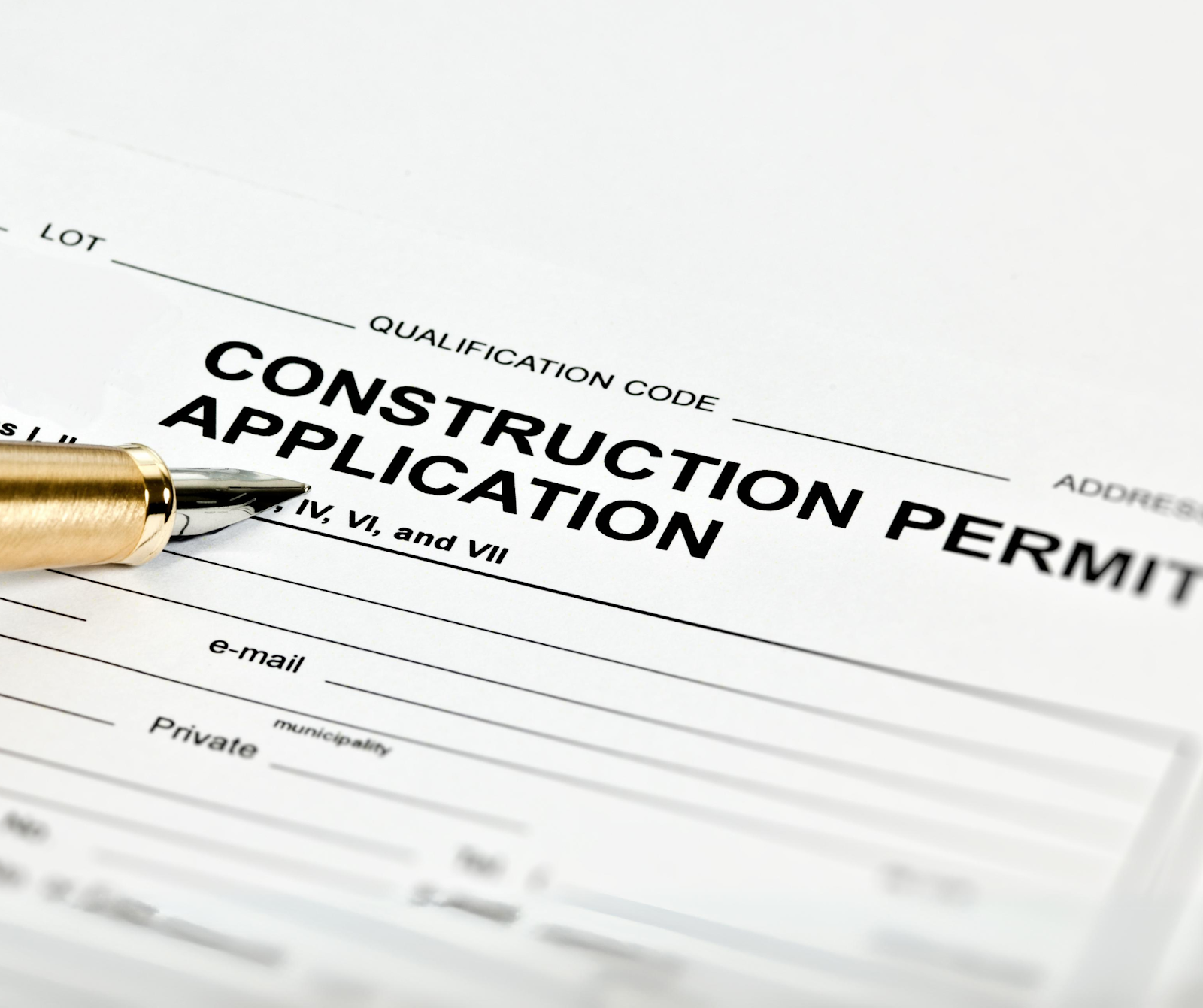 a close-up of a construction remodeling permit application