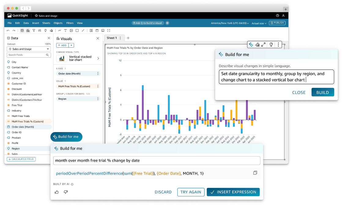 Relatórios financeiros QuickSight.