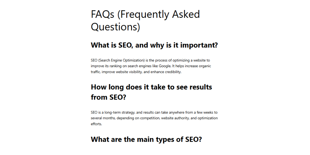 Example of FAQs by Rank Math