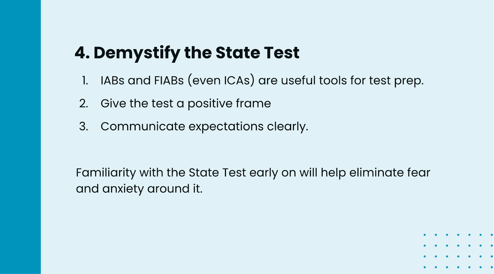 Webinar series slides with extra context to content in section
