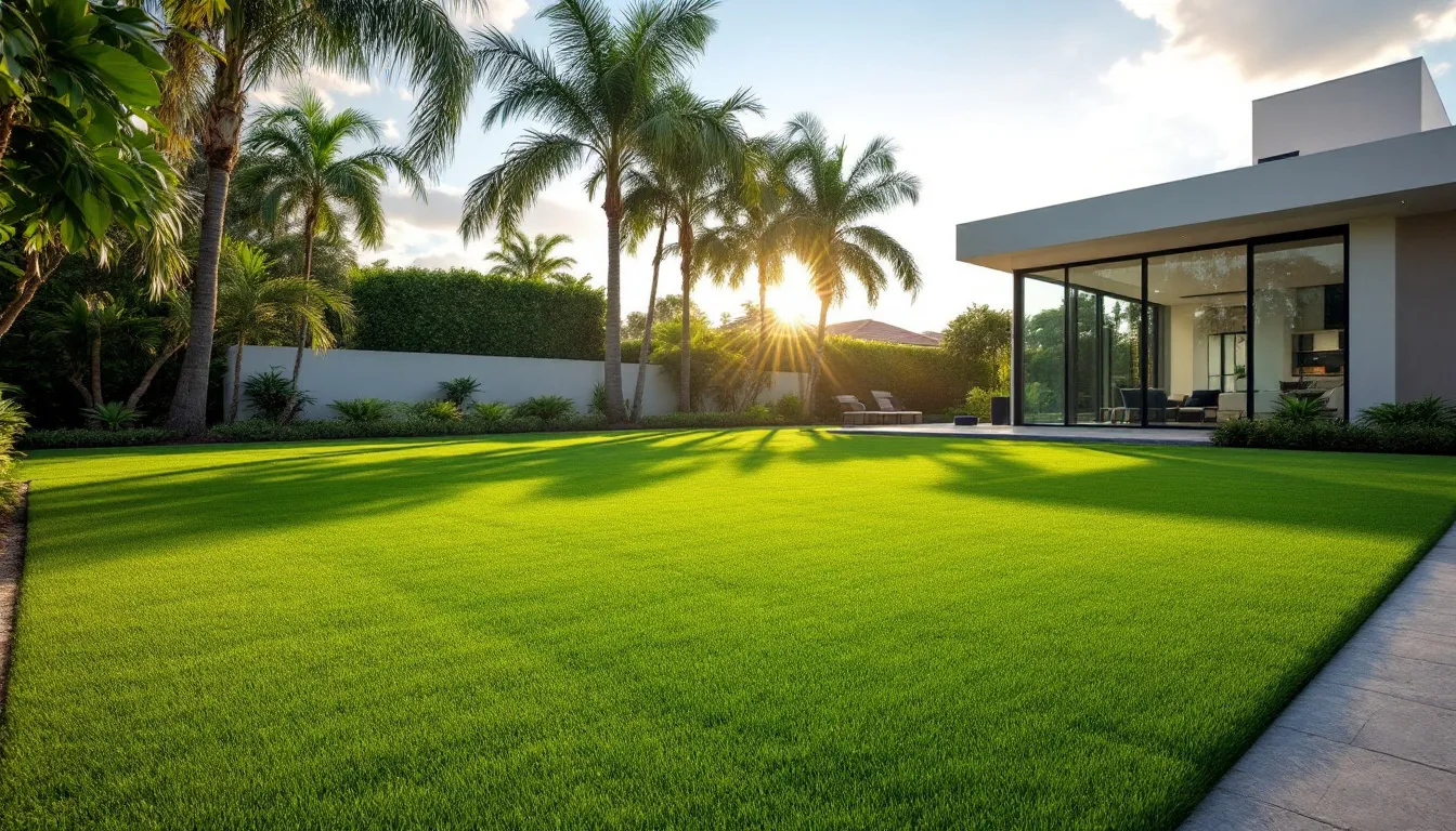 A vibrant artificial turf lawn in Boca Raton, showcasing the benefits of synthetic grass.