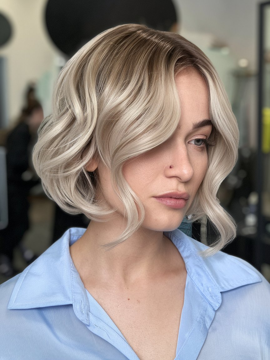 18. Inverted Highlighted Bob for Thin Hair