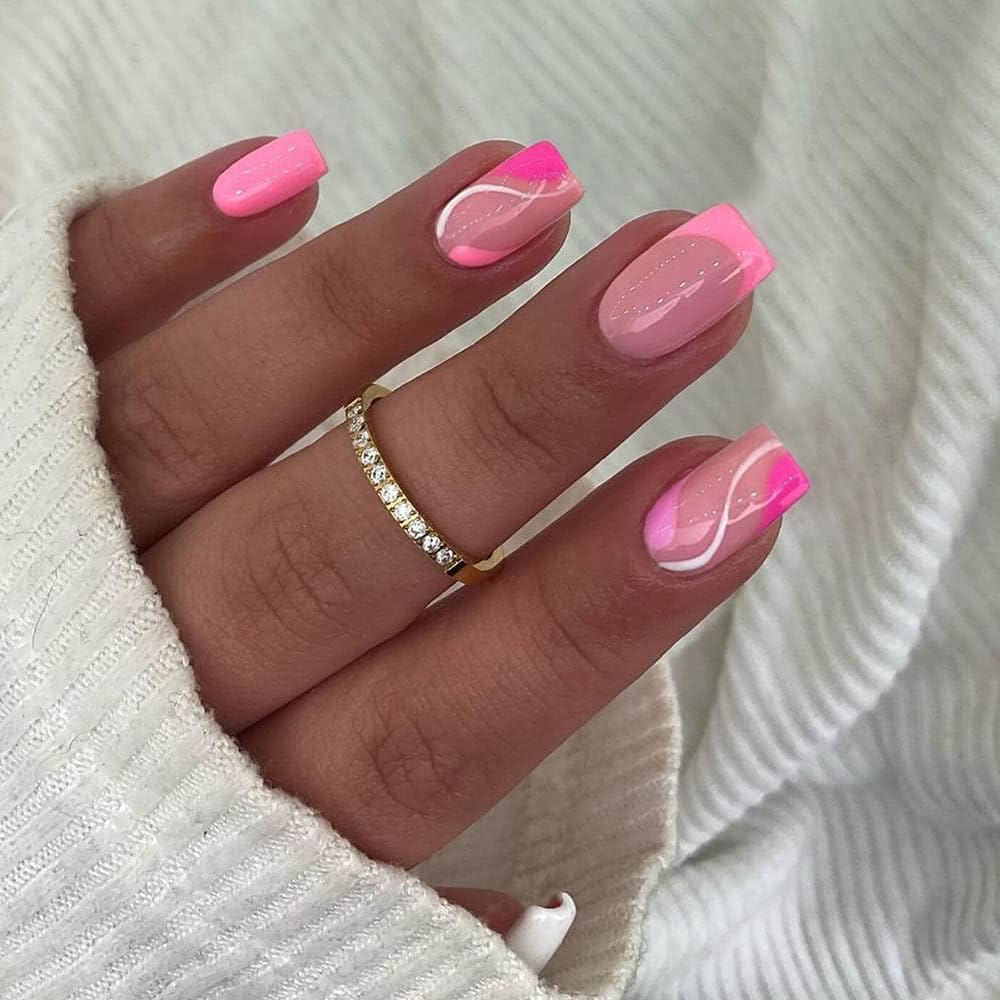 short hot pink nails