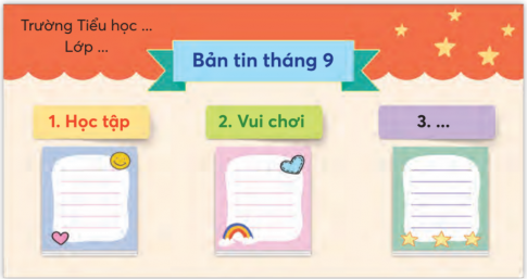 CHỦ ĐỀ 3: NHỮNG BÚP MĂNG NONBÀI 2: TRIỂN LÃM THIẾU NHI VỚI 5 ĐIỀU BÁC HỒ DẠYKHỞI ĐỘNGTrao đổi với bạn về một việc làm thể hiện sự quan tâm của Bác Hồ với thiếu nhi mà em biết.Giải nhanh:Bác vào thăm trẻ ở trại trẻ mồ côi Kim Đồng. Bác thấy cổng trại dăng nhiều dây thép gai nhìn rất khó chịu, Bác nhẹ nhàng nói với cán bộ phụ trách phải tháo gỡ đám dây thép gai này ra ngay.KHÁM PHÁ VÀ LUYỆN TẬP1) Đọc và trả lời câu hỏiCâu 1: Dịp hè năm 1961, tại Phủ Chủ tịch diễn ra sự kiện gì? Câu 2: Tìm những chi tiết cho thấy:Triển lãm thu hút được sự chú ý của thiếu niên, nhi đồng.Sự quan tâm của Bác Hồ với triển lãm.Câu 3: Theo em, vì sao Bác rất phấn khởi khi nhìn thấy thành tích mà các cháu thiếu niên, nhi đồng đạt được?Giải nhanh: Câu 1: Bác đã dành cho các cháu thiếu nhi, nhi đồng làm phòng triển lãm Thiếu nhi với 5 điều Bác Hồ dạy. Câu 2: a. Triển lãm thu hút được sự chú ý của thiếu niên, nhi đồng.10 vạn thiếu nhi đến xem triển lãm và vui chơib. Sự quan tâm của Bác Hồ với triển lãm.Bác Hồ đã nói chuyện và dự liên hoan với 2000 thiếu nhi trong buổi bế mạcCâu 3: Bác luôn mong muốn dành những thứ tốt nhất cho các cháu thiếu nhi, Bác muốn các cháu được sống và học tập trong một môi trường tốt nhất có thể2) Dựa vào tranh và từ ngữ gợi ý, nói về những việc thiếu nhỉ đã làm theo lời Bác Hồ dạy:Giải nhanh:Chăm ngoan học tậpGiúp đỡ mọi người xung quanh taTrồng cây bảo vệ môi trường sốngNói về hoạt động lớp em trong tháng 9 dựa vào gợi ý:Giải nhanh: Học sinh tự thảo luận nhóm nêu các hoạt động học tập và vui chơi trong tháng 91) Viết bản tin tháng 9 lớp em dựa vào gợi ý:Giải nhanh: Học tập:Tham gia cuộc thi toán olympicTham gia cuộc thi giao tiếp tiếng anh....Vui chơi:Tham gia hội cờ vua của lớp.…2) Trang trí và trưng bày bản tin em viếtGiải nhanh:Học sinh tự trang tríVẬN DỤNG