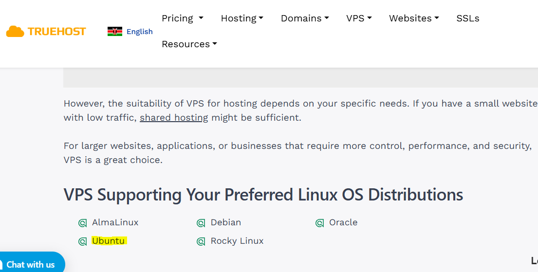 VPS supporting Ubuntu
