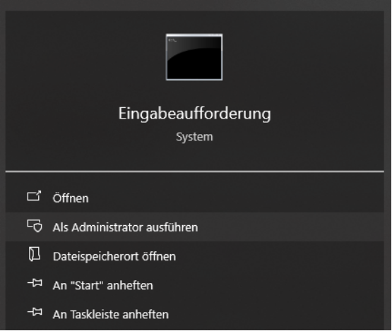 Suchen Sie „Eingabeaufforderung“