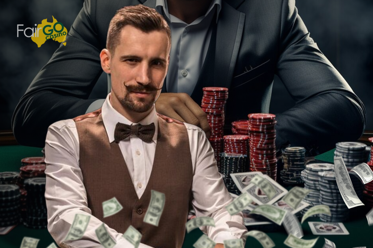 A man in a suit and tie proudly displays a stack of money in his hands, exuding confidence and success.