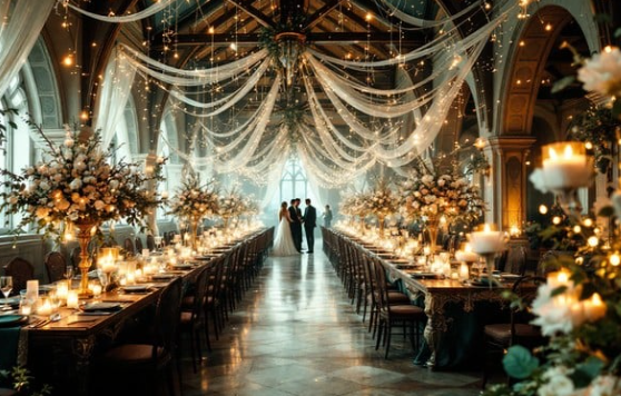 Draped Fabrics & Floral Chandeliers