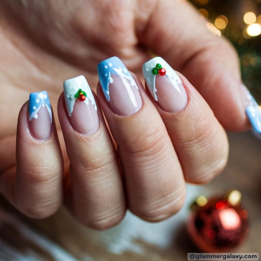 French Tip Christmas Nails having Elegant Winter French
