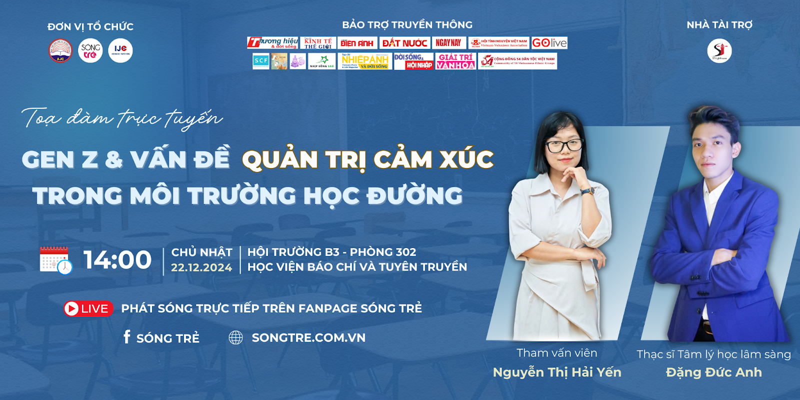 SẮP DIỄN RA TỌA ĐÀM TRỰC TUYẾN “GEN Z & VẤN ĐỀ QUẢN TRỊ CẢM XÚC TRONG MÔI TRƯỜNG HỌC ĐƯỜNG”