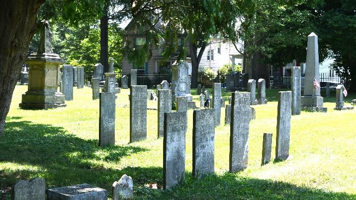 A cemetery with many gravestones

Description automatically generated