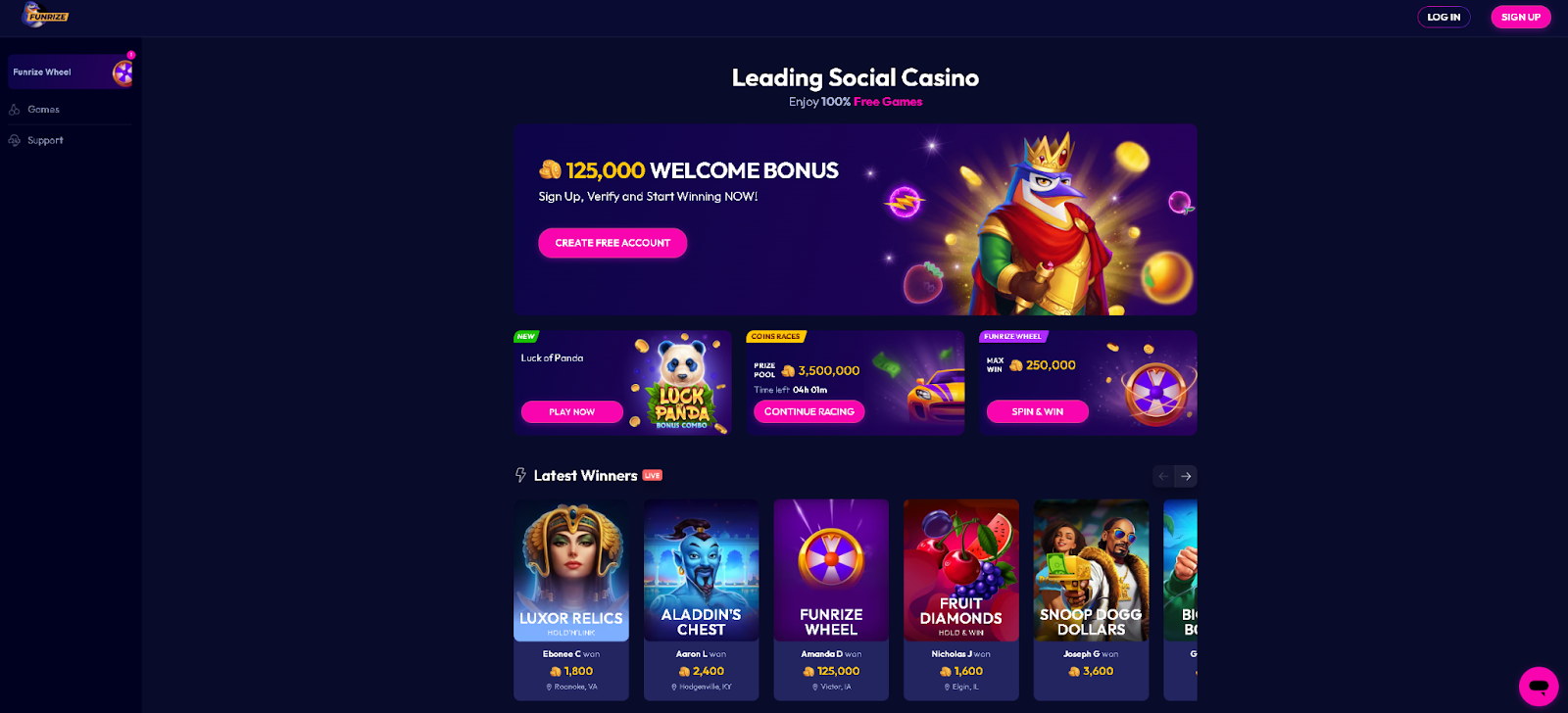 Funrize - Best for players who want fast payouts