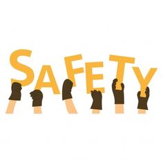 This contains an image of several hands holding up the word safety