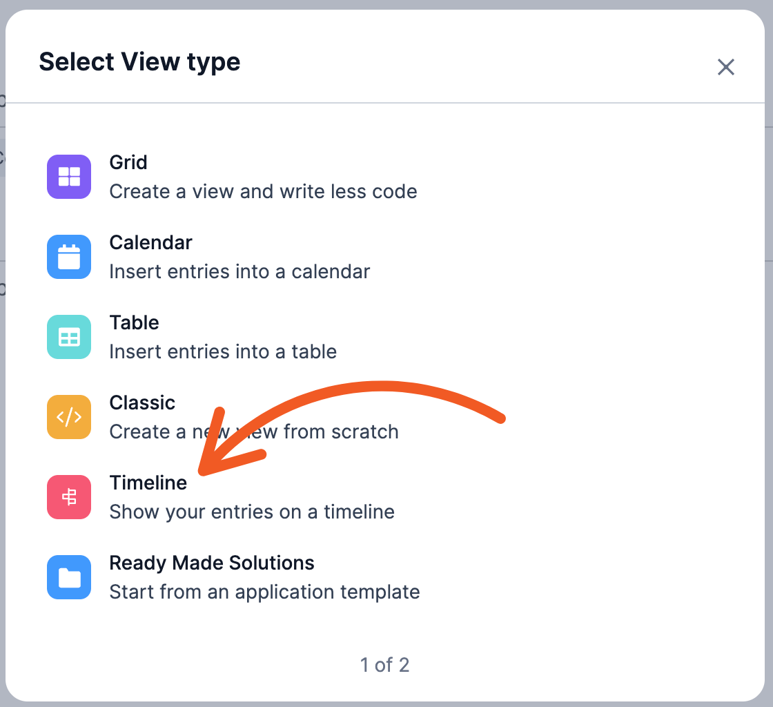 Select Timeline View Type