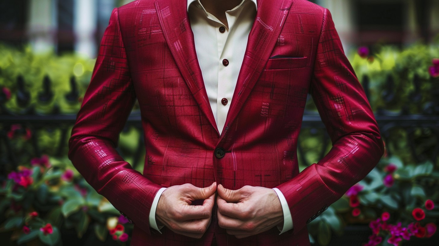 Create a bold prom outfit featuring a colored or patterned suit--like burgundy, emerald, or dark floral. Style it with a simple shirt (white or black) and minimal accessories to let the suit shine. For confident, fashion-forward promgoers.