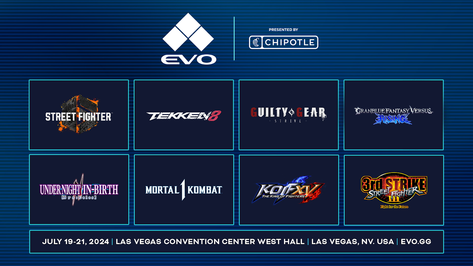 Games featured in Evo 2024