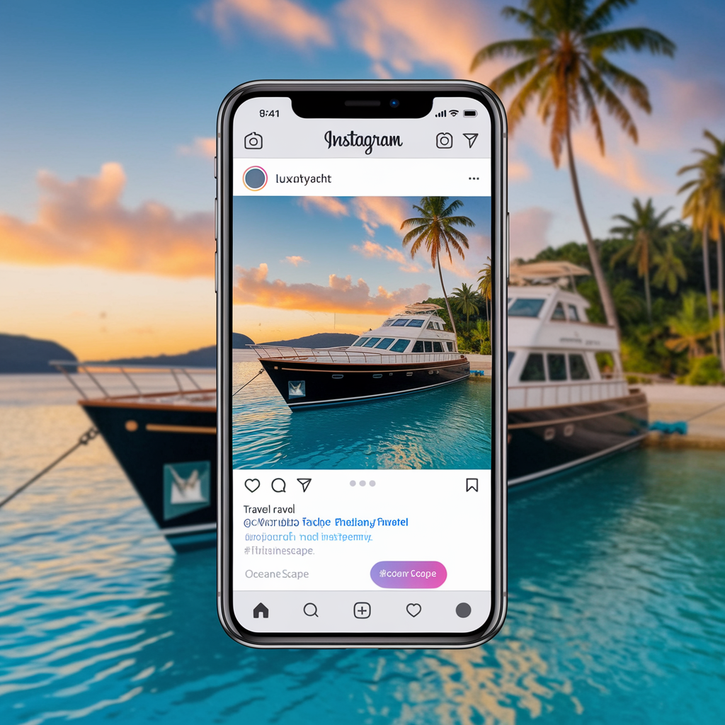 Instagram page with yacht on it