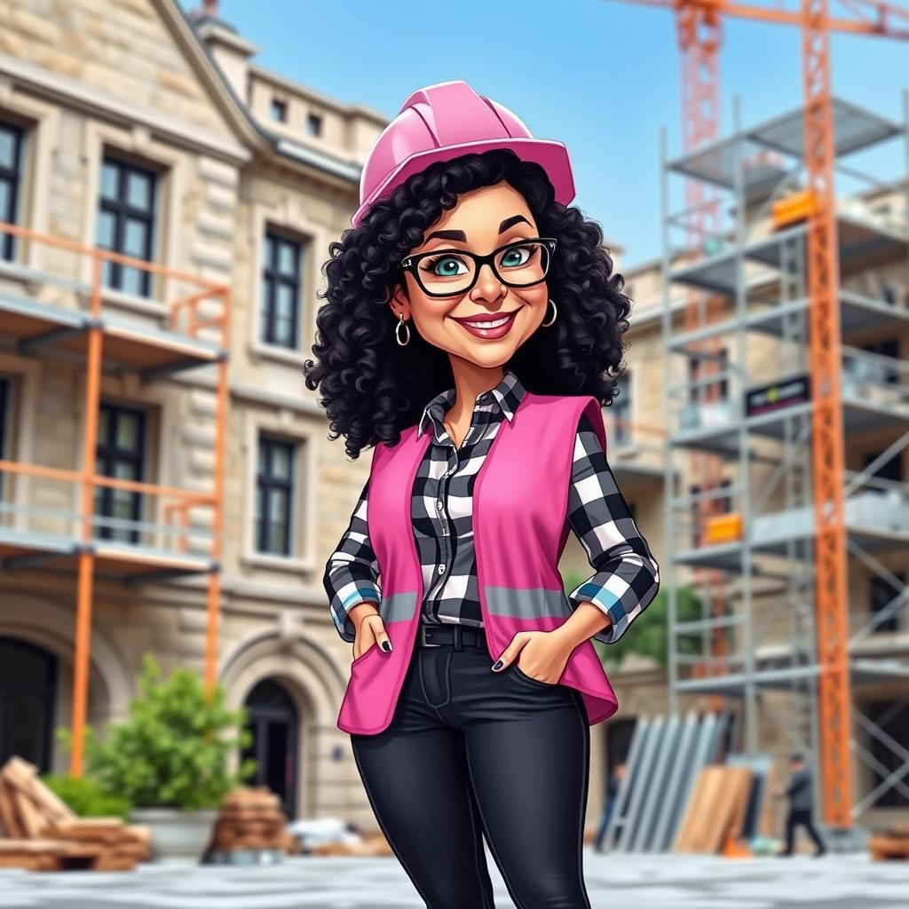 A person in a pink vest and pink helmet standing in front of a construction site

AI-generated content may be incorrect.