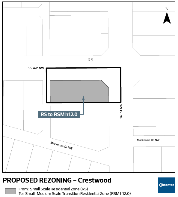 Black and white image showing a map of the land development application (lda) area, with the lda highlighted in a grey box in the middle