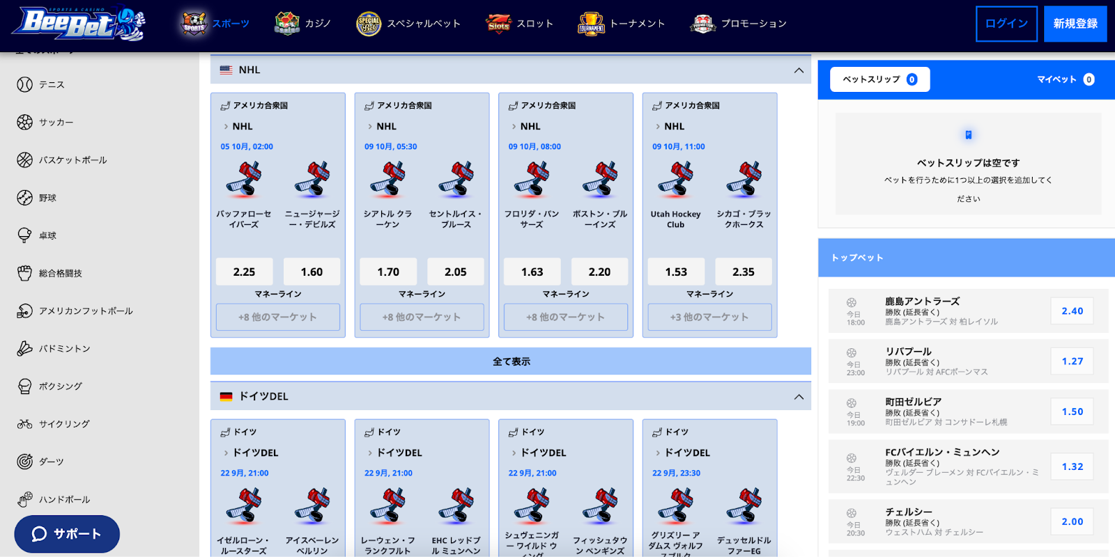 ブックメーカーでアイスホッケーに賭ける方法（ビーベット）