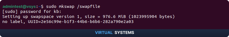 sudo mkswap /swapfile