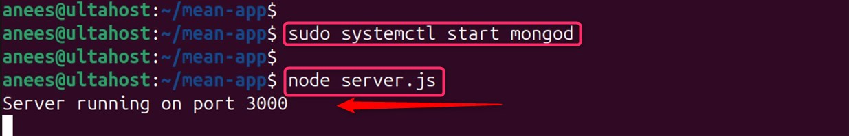 start the services of Mongo and run the server.js