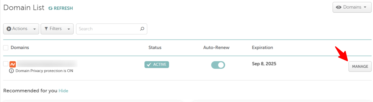 NameCheap DNS verification manage domain