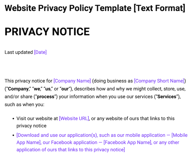 Write Your Privacy Policy
