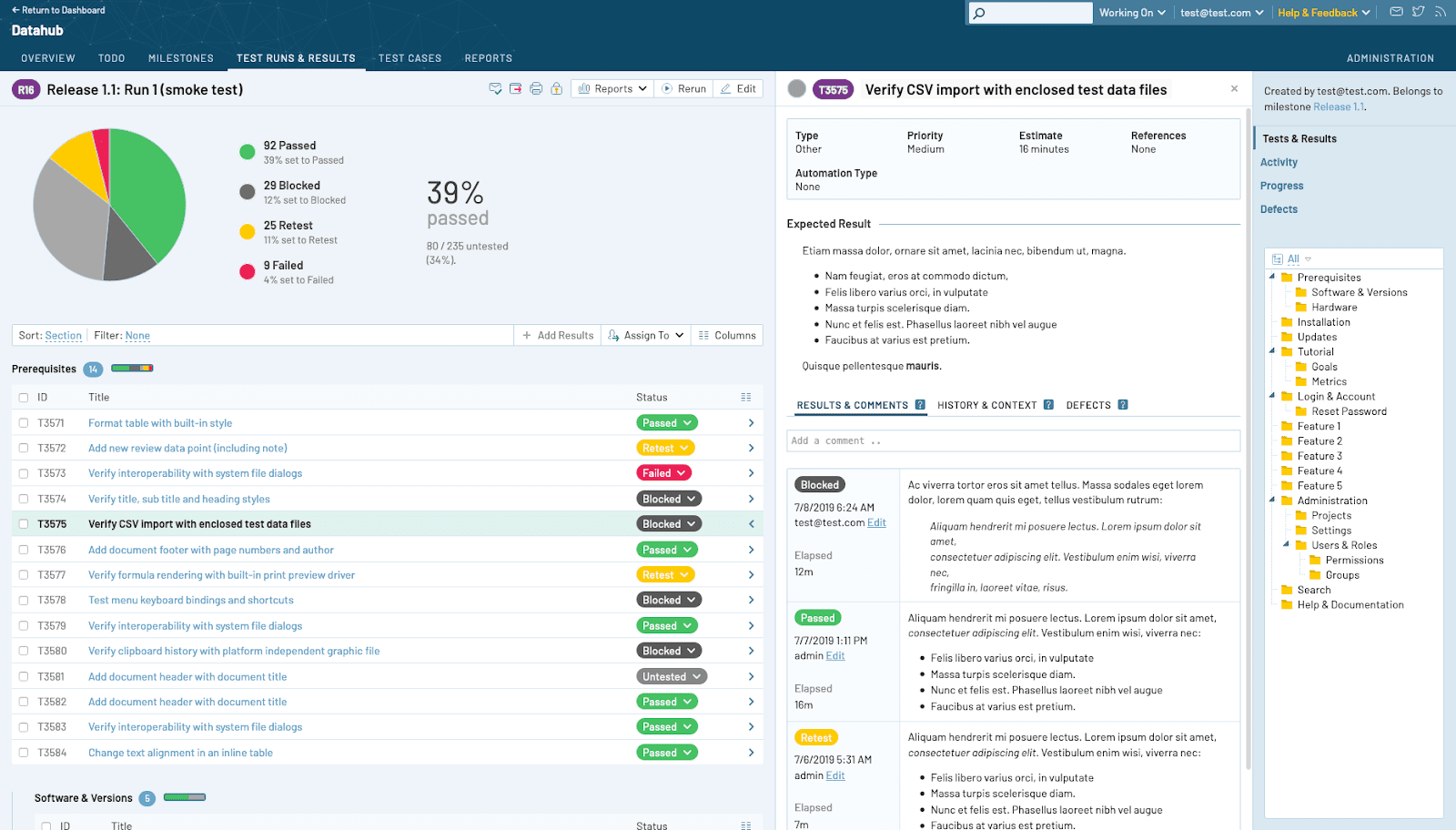 In TestRail you can trace, manage and update tests from a single dashboard—one the entire team can access.