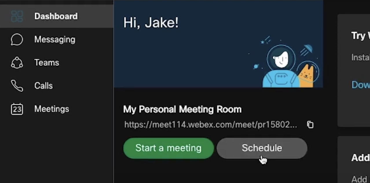 Schedule Webex Meeting