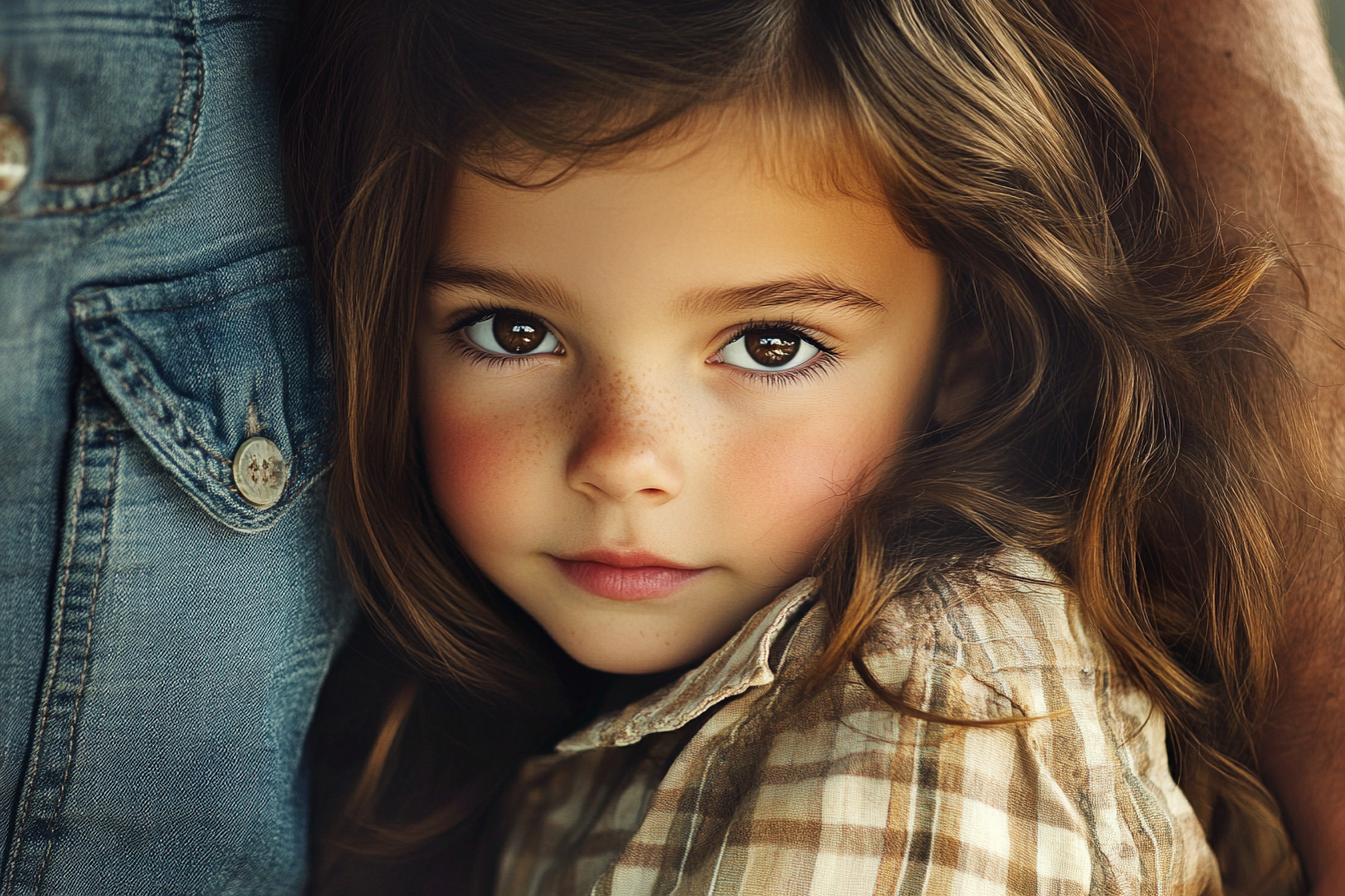 A young girl standing close to her father | Source: Midjourney